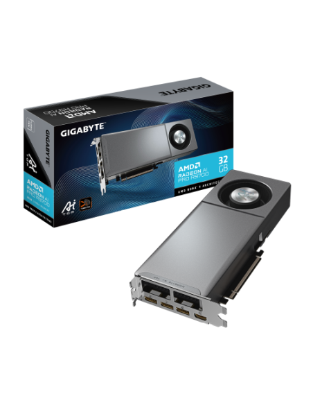 GIGABYTE Radeon AI PRO R9700 AI TOP 32G Tarjeta Gráfica – 32 GB GDDR6, 256 bits, PCI-E 5.0, 2920 MHz Frecuencia del núcleo, 3 x 