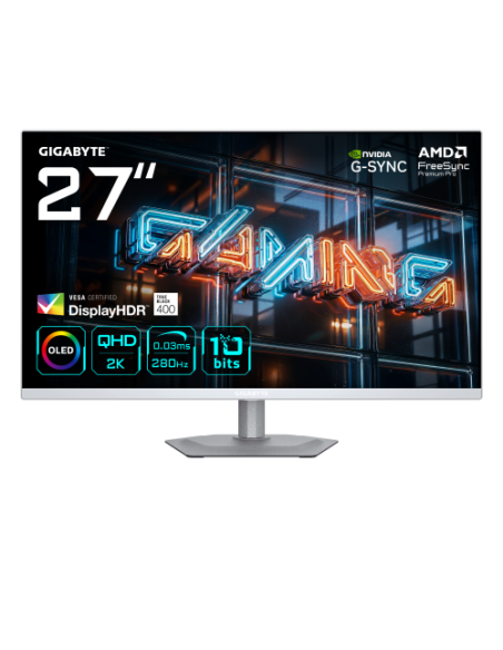 GIGABYTE MO27Q2A ICE Monitor Gaming OLED 27” 2K QHD - 2560 x 1440, 280Hz, 0.03ms, 250 cd/m², FreeSync Premium Pro, DisplayHDR Tr