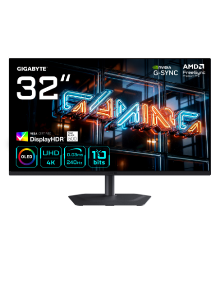 GIGABYTE MO32U24 Monitor Gaming OLED 32” 4K UHD - 3840 x 2160, 240Hz, 0.03ms, 300 cd/m², G-Sync Compatible, FreeSync Premium Pro