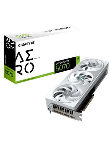 GIGABYTE GeForce RTX 5070 AERO 12G Tarjeta Gráfica – 12 GB GDDR7, 192 bits, PCI-E 5.0, 2512 MHz Frecuencia del núcleo, 3 x Displ