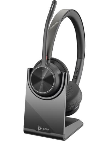 HP Poly Auriculares Poly Voyager 4320 USB-C + adaptador BT700 + soporte de carga