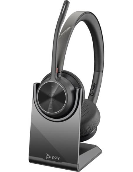 HP Poly Auriculares Poly Voyager 4320 USB-C + adaptador BT700 + soporte de carga