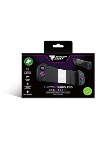 Dragonshock Photon Negro Bluetooth/USB Gamepad Analógico/Digital Android, PC, iOS