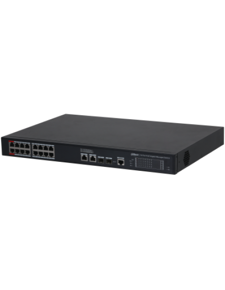(DH-S4220-16GT-190) DAHUA SWITCH 20 PUERTOS MANAGED, 16 PUERTOS POE, L2, 250M, POE WATCHDOG