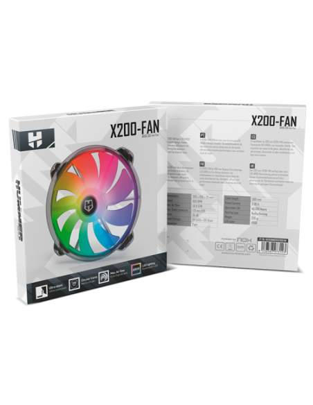 NOX X200-FAN Carcasa del ordenador Ventilador 20 cm Translúcido 1 pieza(s)