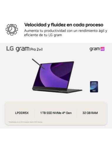 PORTATIL LG 16", CONVERTIBLE, ULTRA 7, 32GB RAM, 1TB SSD, WINDOWS 11 HOME