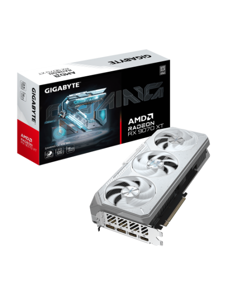 GIGABYTE Radeon RX 9070 XT GAMING OC ICE 16G Tarjeta Gráfica - 16GB GDDR6, 256bit, PCI-E 5.0, 3060 MHz Frecuencia del núcleo, 2 