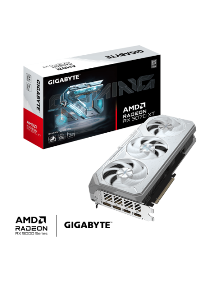 GIGABYTE Radeon RX 9070 XT GAMING OC ICE 16G Tarjeta Gráfica - 16GB GDDR6, 256bit, PCI-E 5.0, 3060 MHz Frecuencia del núcleo, 2 