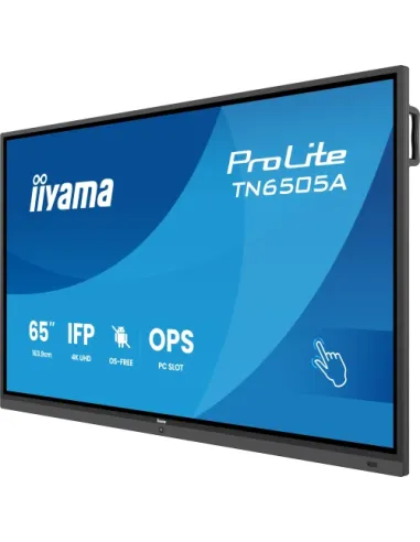 IIYAMA 65" IFP OS-FREE, 40-PTSIR+ WITH,AG / BACTERIA COATING UHD MM 2X20W FRONT+20W SBUW, VGA, HDMI 2X, DP, USB-C 65W PD, PC SLO