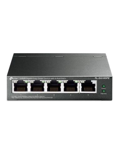 SWITCH TP-LINK EASY SMART METALICO 5 PUERTOS / 10/10/1000 / 4 PUERTOS POE / TL-SG105PE