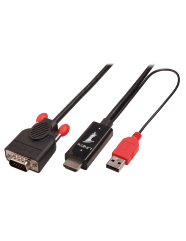 Lindy 41456 adaptador de cable de vídeo 2 m HDMI VGA (D-Sub) Negro