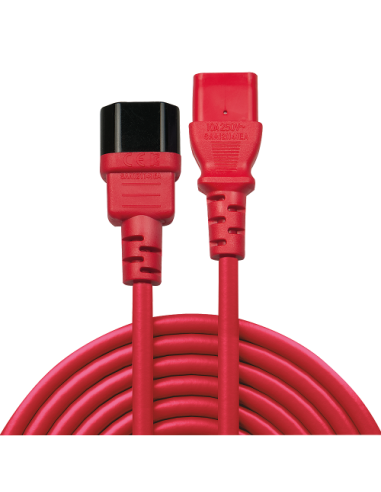 Lindy 30478 cable de transmisión Rojo 2 m C14 acoplador C13 acoplador
