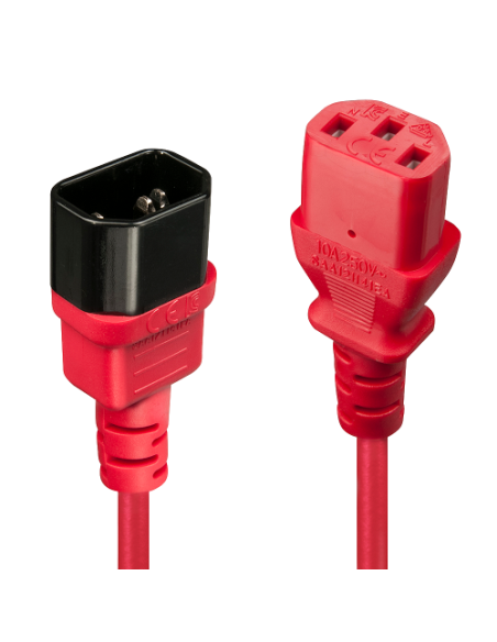 Lindy 30476 cable de transmisión Negro, Rojo 0,5 m C14 acoplador C13 acoplador