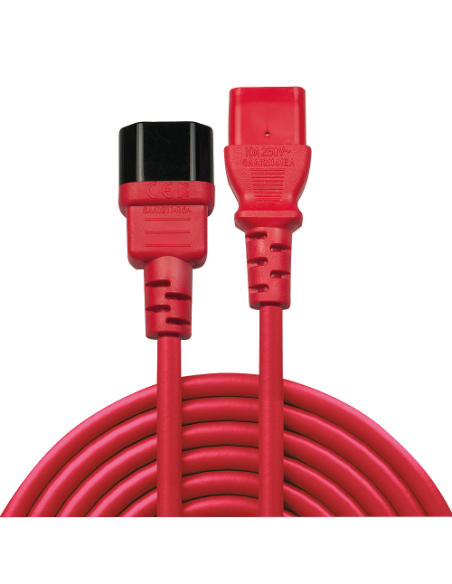 Lindy 30476 cable de transmisión Negro, Rojo 0,5 m C14 acoplador C13 acoplador