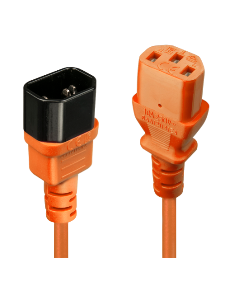 Lindy 30473 cable de transmisión Negro, Naranja 0,5 m C14 acoplador C13 acoplador