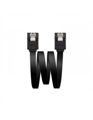 Nanocable CABLE SATA III DATOS 6G CON ANCLAJES, NEGRO, 0.5 M