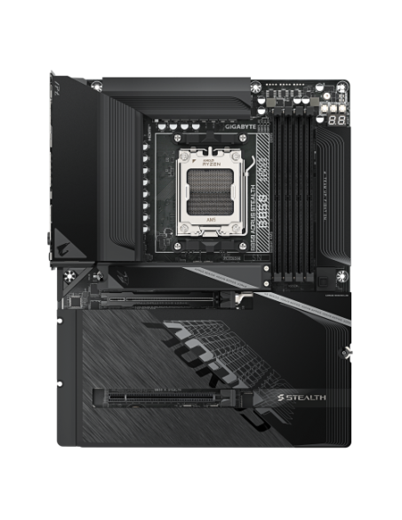 GIGABYTE B850 AORUS STEALTH Placa Base – CPUs AMD Ryzen Serie 9000, VRM digital de 14+2+2 fases, hasta 8200 MHz DDR5 (O.C.), 2× 