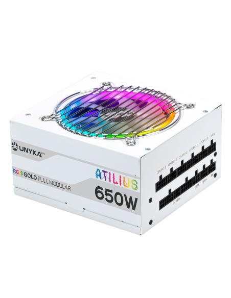 FUENTE GAMING ATILIUS RGB 650W-WHITE-92 EFICIENCIA FULL MODULAR UNYKA UK521204