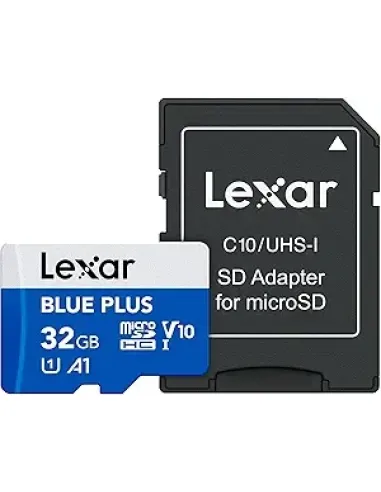LEXAR 32GB BLUE PLUS MICROSDHC UHS-I WITH SD ADAPTER, UP TO 100MB/s READ C10 A1 V10 U1