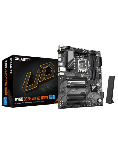 PLACA GIGABYTE B760 DS3H WF6E GEN5,INTEL,1700,B760,4DDR5,256GB,HDMI+DP,4SATA+2M.2,GBLAN+WIFI6E+BT5.3,3USB3.2+2USB-C,ATX