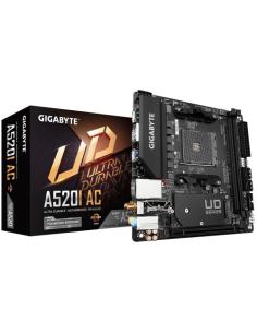 PLACA GIGABYTE A520I AC,AMD,AM4,A520,2DDR4,64GB,DP+2HDMI,GBLAN+WIFIAC+BT4.2,4SATA6+1M.2,2USB3.2,MINI-ITX