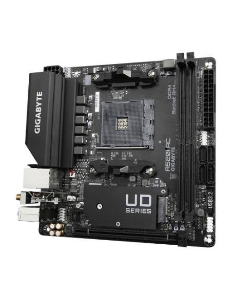 PLACA GIGABYTE A520I AC,AMD,AM4,A520,2DDR4,64GB,DP+2HDMI,GBLAN+WIFIAC+BT4.2,4SATA6+1M.2,2USB3.2,MINI-ITX