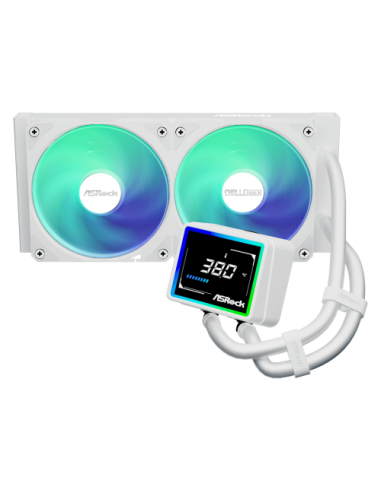 SISTEMA DE REFRIGERACION ASROCK PARA CPU CHALLENGER WHITE 240 DIGITAL,1851/1700/AM5/AM4,2X120MM,ARGB,LCD,BLANCO