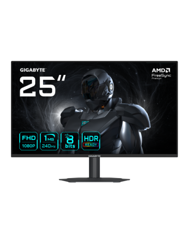 MONITOR GIGABYTE 25" G25F2A,SS IPS,1920X1080(FHD),0.09PP,1000:1,1MS,240HZ,2HDMI+1DP,ALTAVOCES,REGULABLE ALTURA