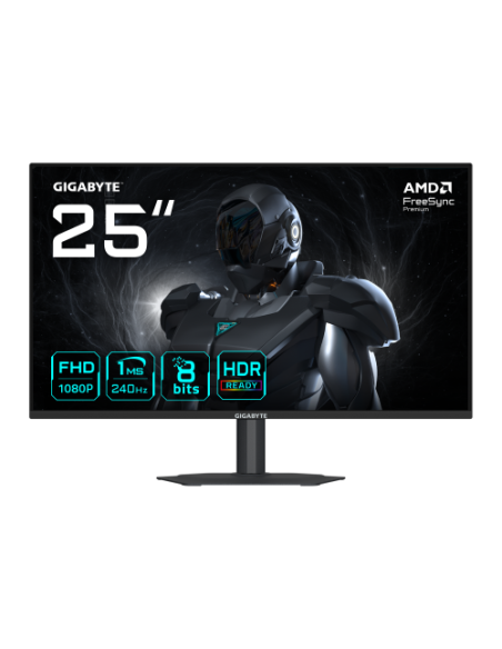 MONITOR GIGABYTE 25" G25F2A,SS IPS,1920X1080(FHD),0.09PP,1000:1,1MS,240HZ,2HDMI+1DP,ALTAVOCES,REGULABLE ALTURA