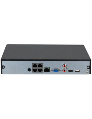 (DHI-NVR2104HS-P-4KS3) DAHUA GRABADOR IP 4 CANALES POE 1HDD 4K CON INTELIGENCIA ARTIFICAL COMPACT 1U NEGRO