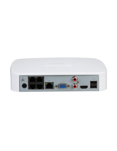 (DHI-NVR2104-P-4KS3) DAHUA GRABADOR IP 4 CANALES POE 1HDD 4K CON INTELIGENCIA ARTIFICAL SMART 1U LITE BLANCO