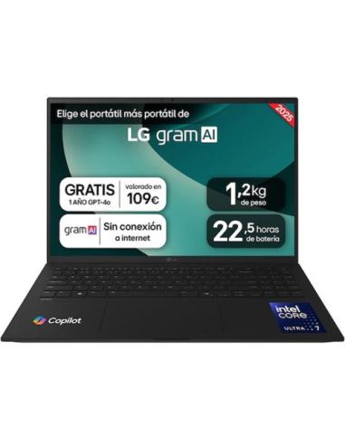PORTATIL LG GRAM, 16", 16ZD90T, INTEL CORE ULTRA 7, 40,6 CM, 2560 X 1600 PIXELES, 16 GB, 1 TB, FREEDOS