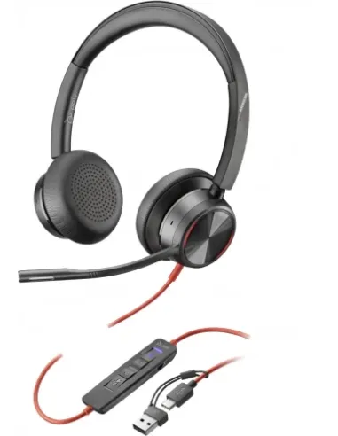 HP Poly Auriculares estéreo Poly Blackwire 8225 con certificación Microsoft Teams USB-C + Adaptador USB-C/A