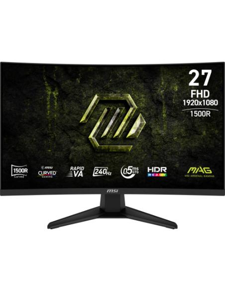 MSI MONITOR MAG 275CF X24. 27" RAPID VA CURVE 1500R. 1920x1080 . 240HZ. NEGRO