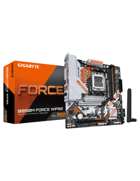 PLACA GIGABYTE B850M FORCE WF6E,AMD,AM5,B850,2DDR5,128GB,1HDMI+1DP,4SATA3+3M.2,GBELAN+WIFI6E+BT5.3,4USB3.2,MATX