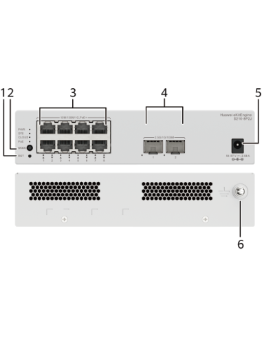 HUAWEI S210-8P2J (8*10/100/1000BASE-T PORTS (128W POE+), 2*2.5GE SFP PORTS, WITH 1*220 V AC POWER ADAPTER, FANLESS)