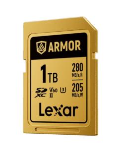 LEXAR 1TB PROFESSIONAL ARMOR GOLD SDXC UHS-II CARDS, UP TO 280MB/S READ 210MB/S WRITE C10 V60 U3,STAINLESS STEEL CASING, IP68