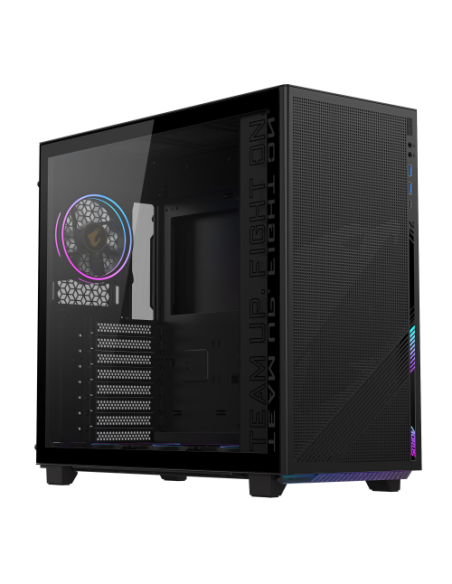 CAJA GIGABYTE AORUS C400 GLASS,SEMITORRE,3.5“X2+2.5”X2,B:120MMX3+R:120MMX1,HDMI,USB3.0X2+3.2 TYPE CX1,ARGB,NEGRA+VENTANA TRANSPA