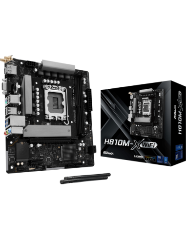 PLACA ASROCK H810M-X WIFI,INTEL,1851,H810,2DDR5,128GB,VGA+HDMI+DP,4SATA6+1M.2,2.5GBLAN+WIFI+BT5.0,5USB3.2,MATX