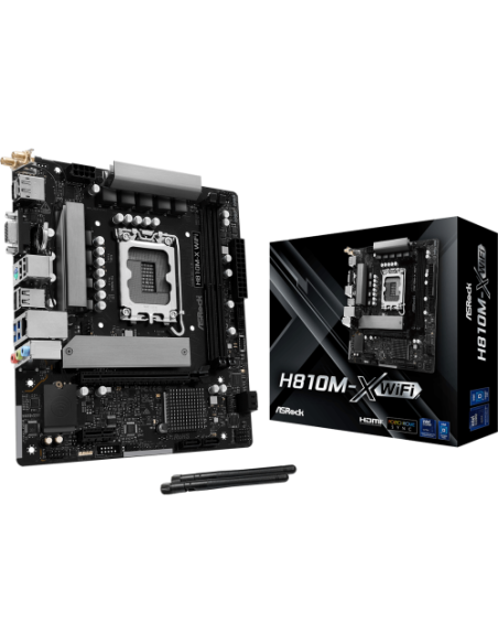 PLACA ASROCK H810M-X WIFI,INTEL,1851,H810,2DDR5,128GB,VGA+HDMI+DP,4SATA6+1M.2,2.5GBLAN+WIFI+BT5.0,5USB3.2,MATX