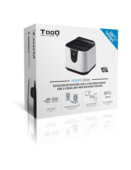 DOCK TOOQ 2XSATA 2.5P3.5P USB 3.0 CLONE OTB BLANCO-NEGRO TOOQ TQDS-802BW