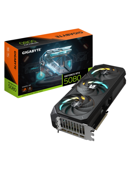 GIGABYTE GeForce RTX 5080 GAMING 16G Tarjeta Gráfica - 16GB GDDR7, 256 bits, PCI-E 5.0, 2617MHz Core Clock, 3 x DisplayPort, 1 x