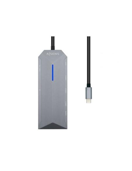 DOCK AISENS USB-C A HDMI RJ45-3XUSB-SD-MICROSD GRIS 15CM ASUC-9P001-GR