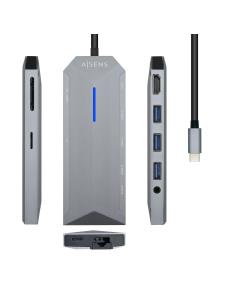 DOCK AISENS USB-C A HDMI RJ45-3XUSB-SD-MICROSD GRIS 15CM ASUC-9P001-GR 2