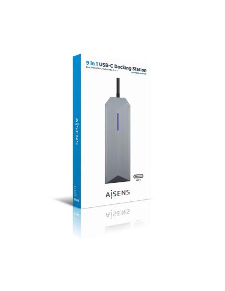 DOCK AISENS USB-C A HDMI RJ45-3XUSB-SD-MICROSD GRIS 15CM ASUC-9P001-GR
