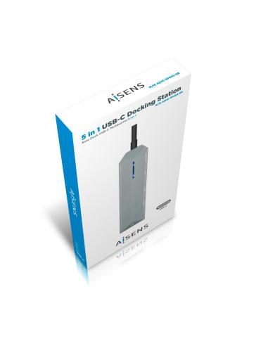 DOCK AISEN USB-C 5 EN 1 USB-C A 1XHDMI 1XRJ45 2XUSB 1XPD GRIS15CM ASUC-5P003-GR