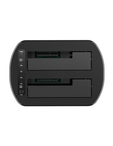 DOCKING DOBLE BAHIA SATA 2.5 3.5 USB 3.0 3.1 GEN1 CLONE NEGRO AISENS ASDS-D03B