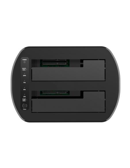 DOCKING DOBLE BAHIA SATA 2.5 3.5 USB 3.0 3.1 GEN1 CLONE NEGRO AISENS ASDS-D03B