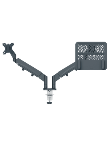 BRAZO DUAL PARA MONITOR Y PORTÁTIL ERGO SPACESAVING COLOR GRIS OSCURO LEITZ 65380089