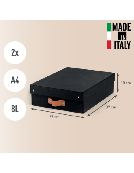 PACK 2 CAJAS DE ALMACENAMIENTO CARTÓN MEDIANA BAJA COLOR NEGRO LEITZ 61480095